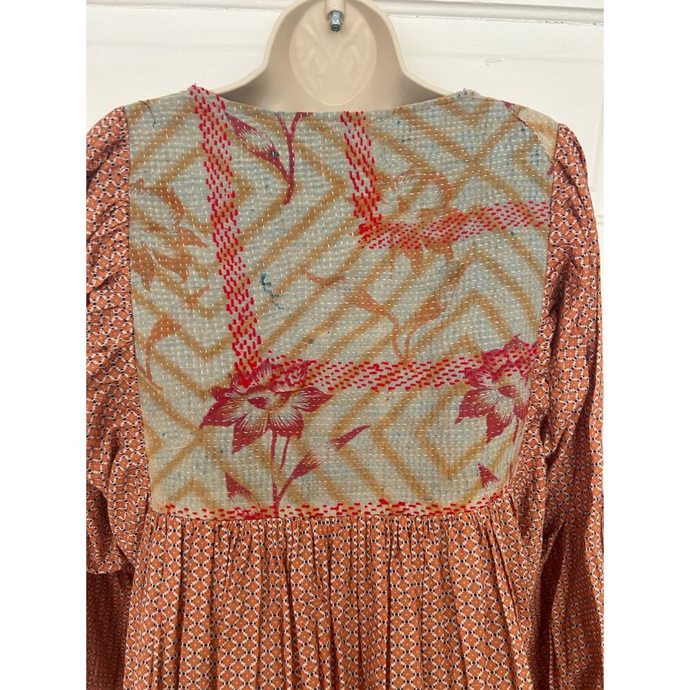 World Market Dress Boho Hippie Multicolor Floral Women's S/M 100% Cotton XC - Picture 7 of 11